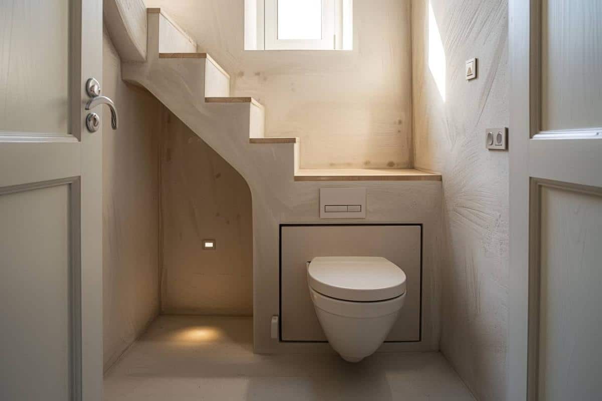 Optimisation de l'espace : photo wc sous escalier expliquée