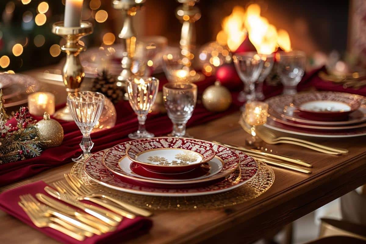 Embélir votre soirée avec une déco table Noël rouge et or