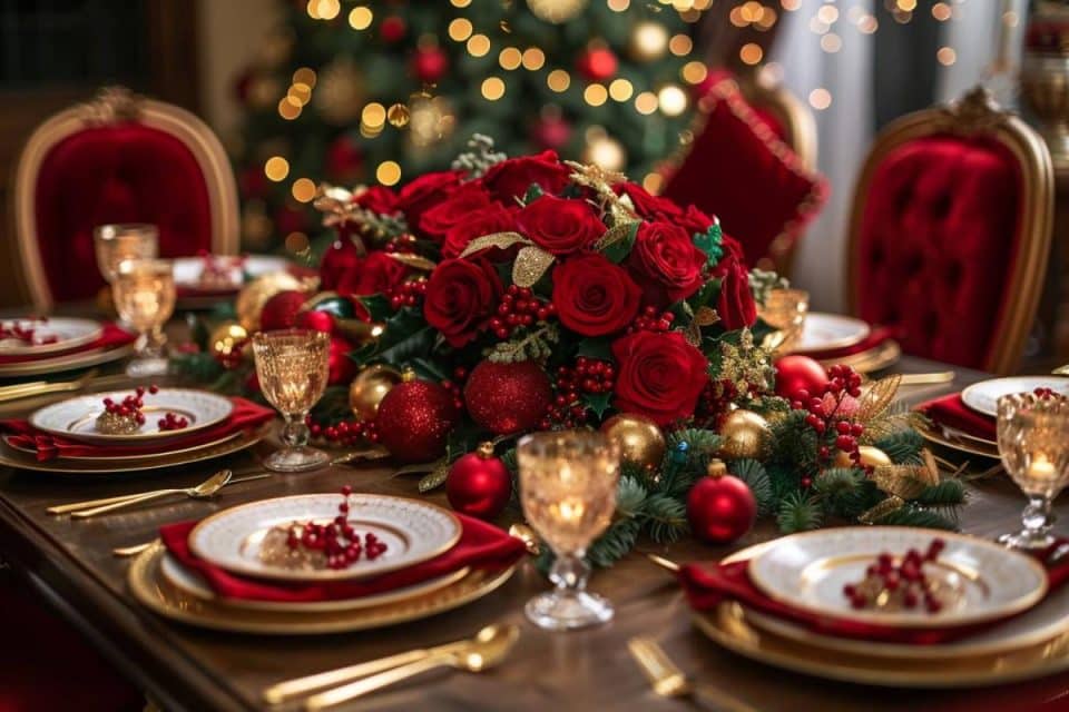 Déco table Noël rouge et or : idées élégantes pour les fêtes