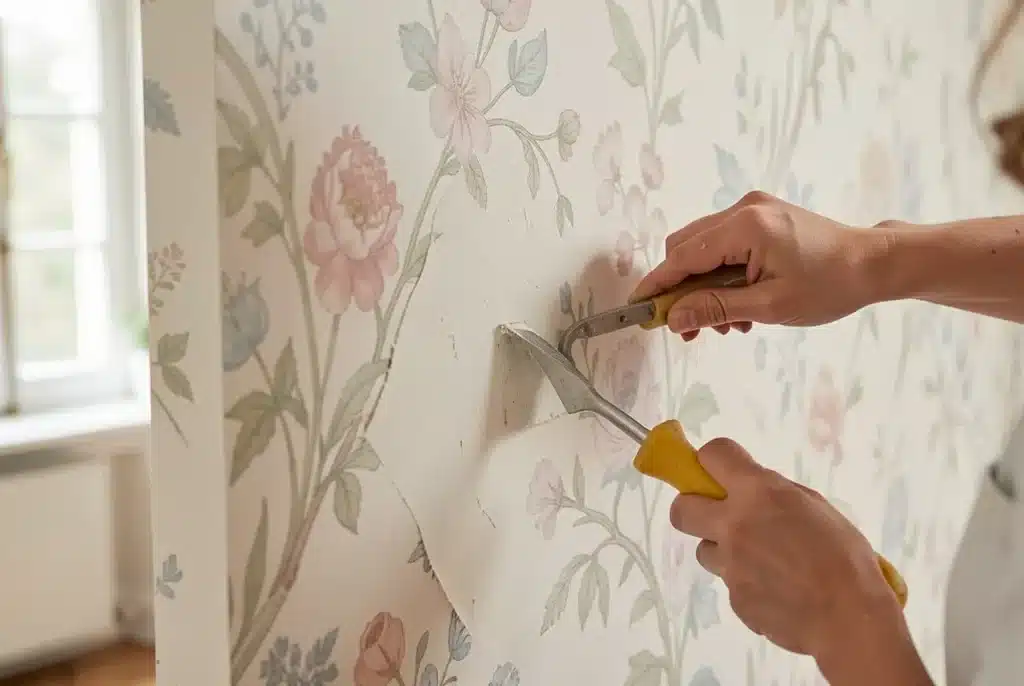 Enlever la colle de papier peint sur un mur en plâtre