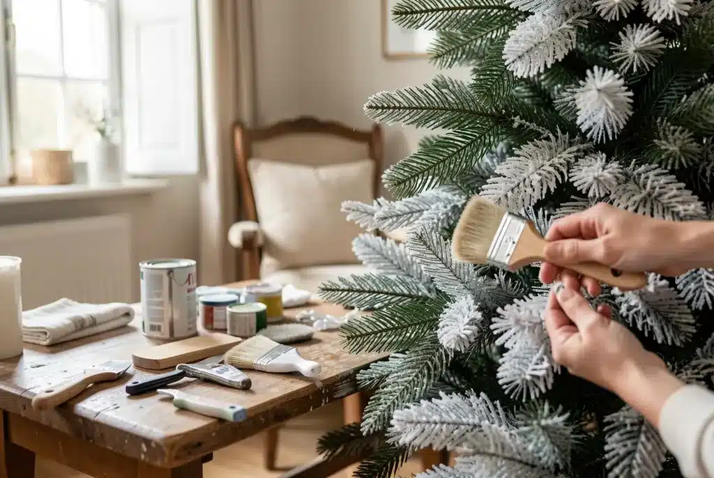 Peindre un sapin artificiel
