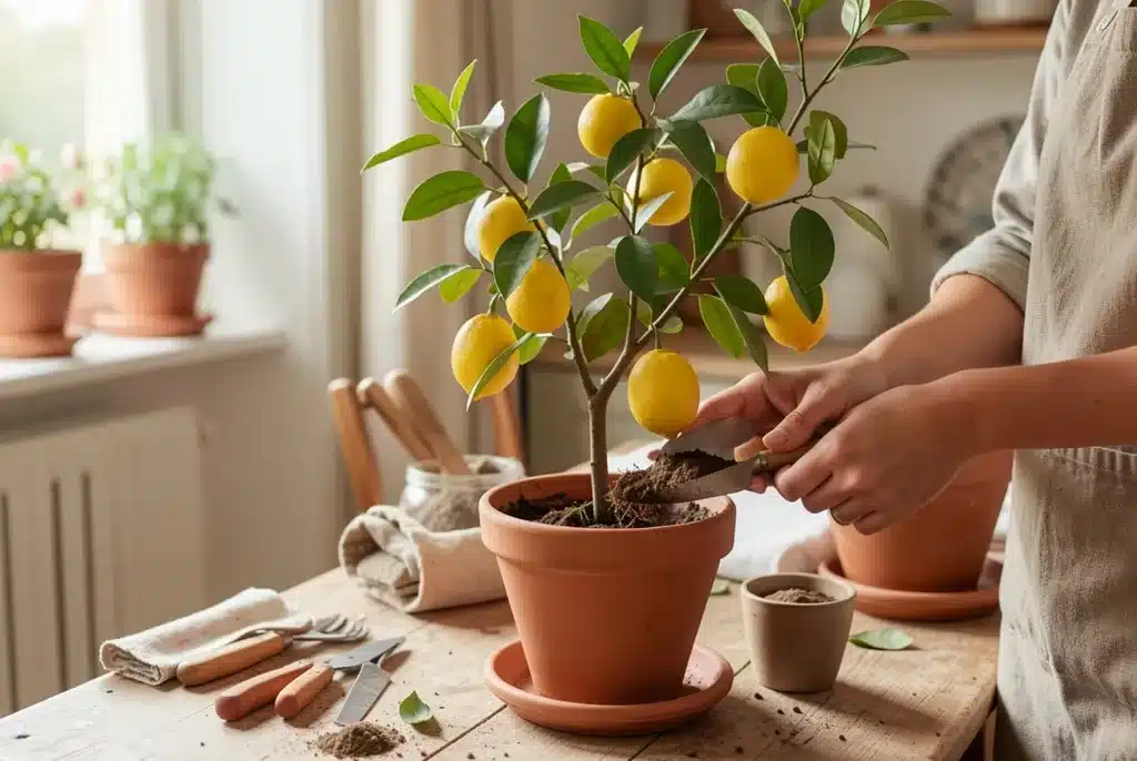 Arroser un citronnier en pot