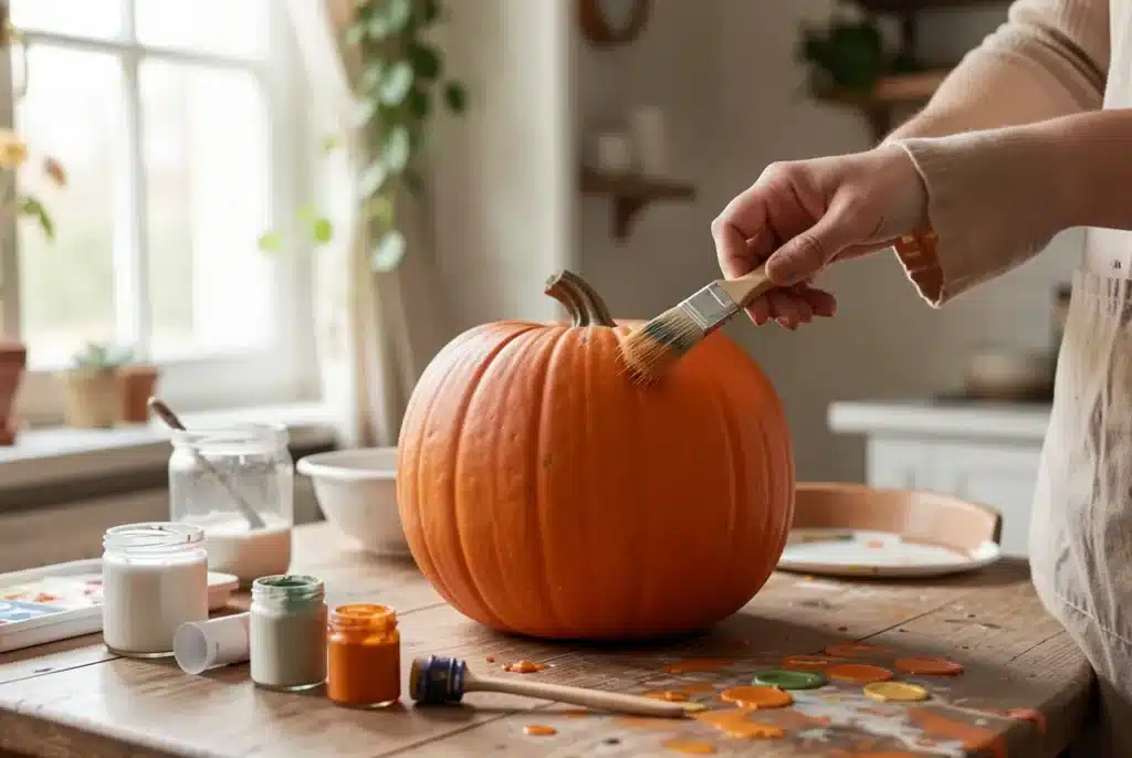 Peindre une citrouille pour Halloween, étape par étape